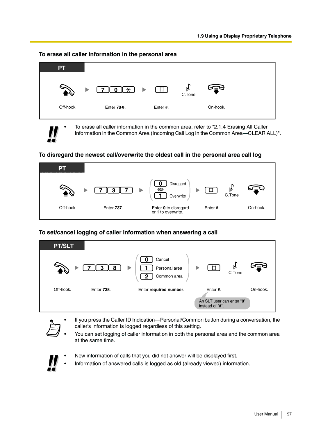 Panasonic KX-TEB308 user manual To erase all caller information in the personal area 