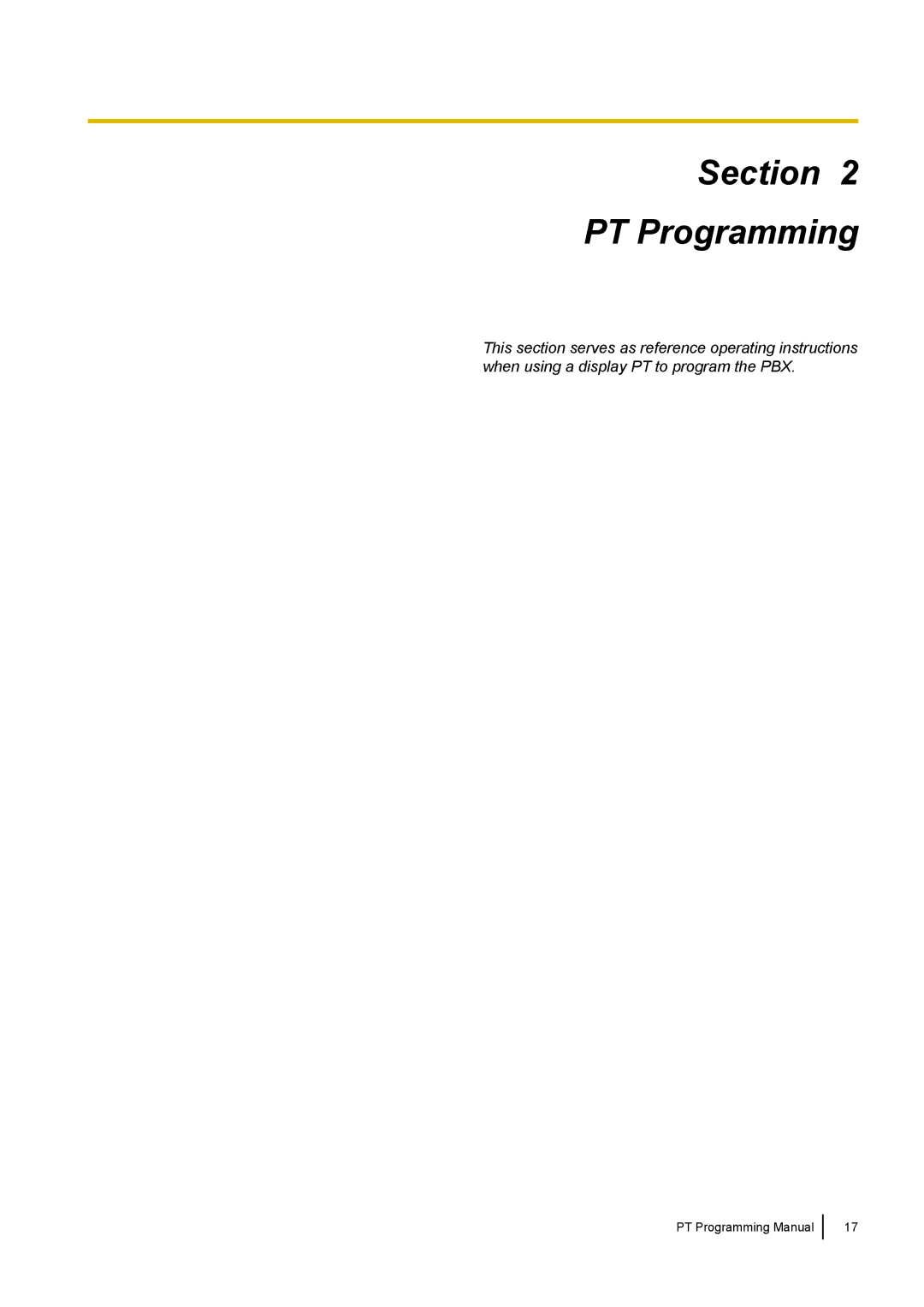Panasonic KX-TED100 manual Section PT Programming 