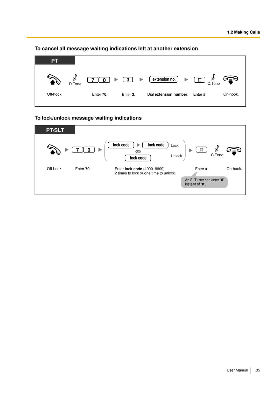 Panasonic KX-TES824, KX-TEM824 user manual To lock/unlock message waiting indications, Lock code 