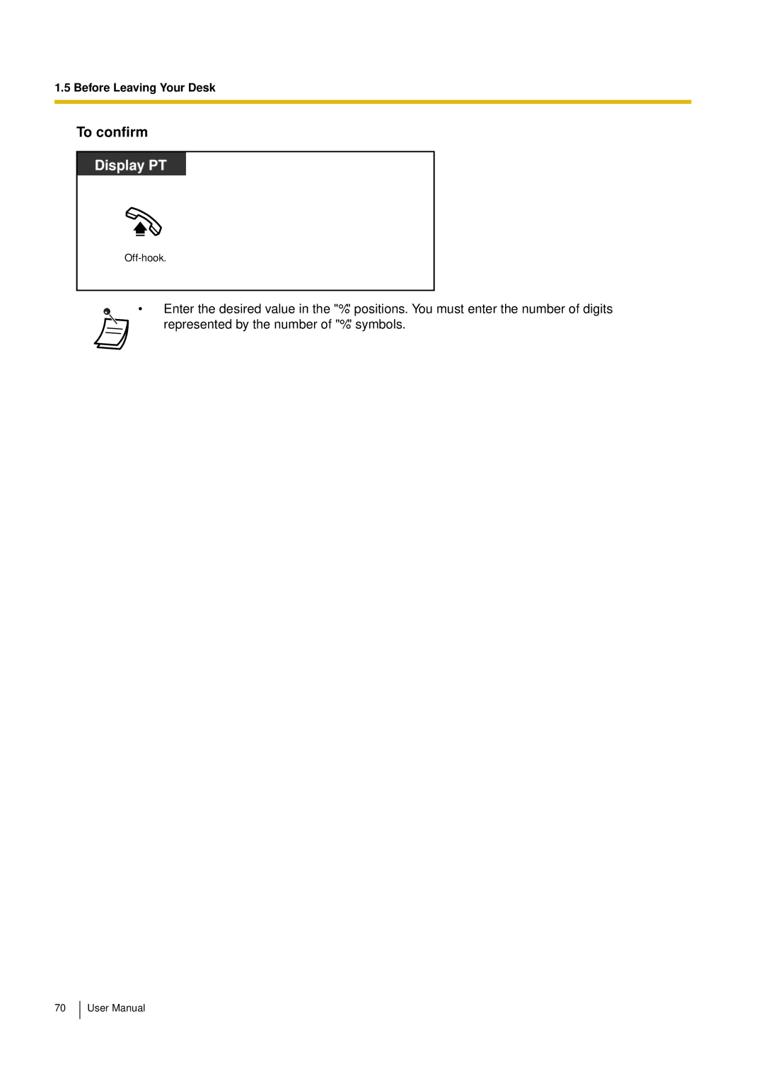 Panasonic KX-TEM824, KX-TES824 user manual Display PT 