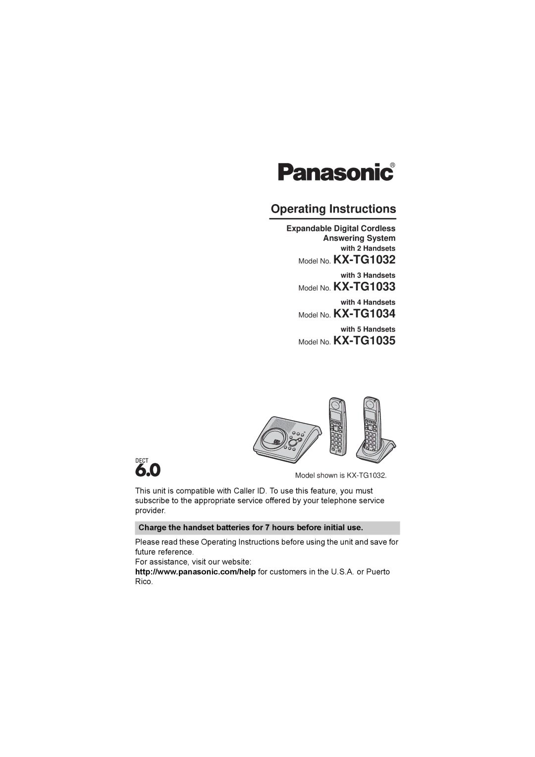 Panasonic KX-TG1034 operating instructions Operating Instructions, With 2 Handsets, With 3 Handsets, With 4 Handsets 