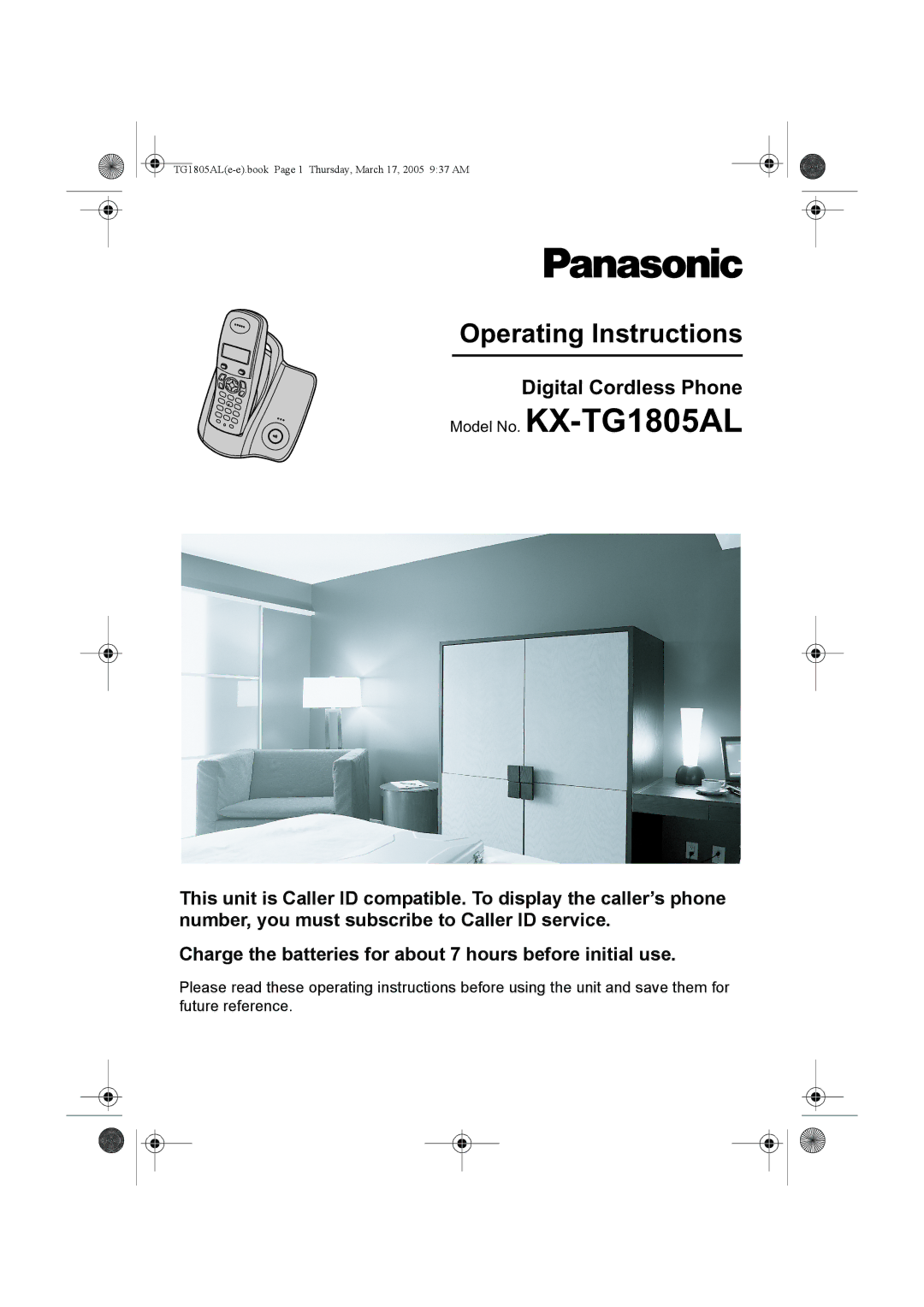 Panasonic kx-tg1805al operating instructions Model No. KX-TG1805AL 