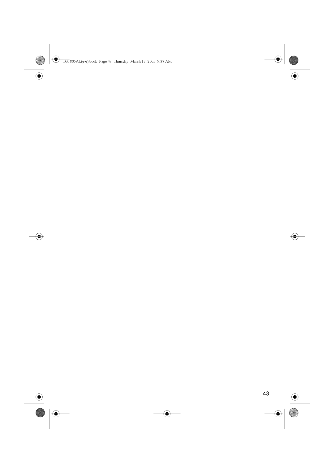 Panasonic kx-tg1805al operating instructions TG1805ALe-e.book Page 43 Thursday, March 17, 2005 937 AM 