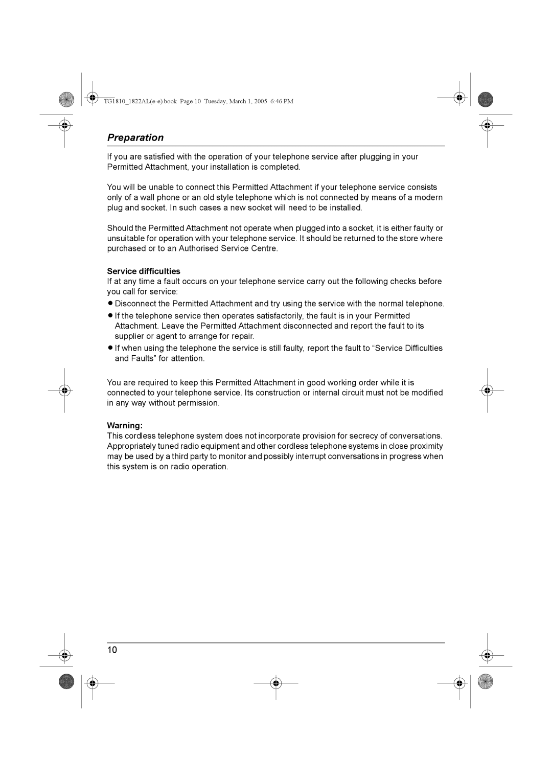 Panasonic KX-TG1810AL, KX-TG1822AL operating instructions Service difficulties 