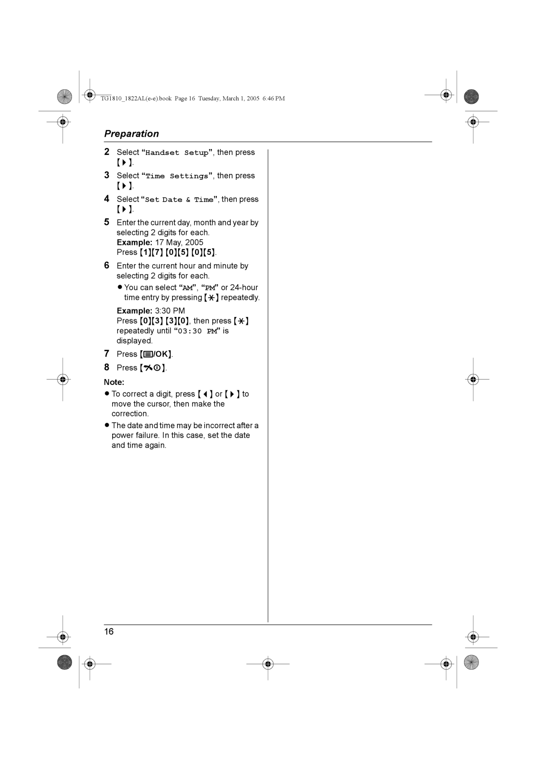 Panasonic KX-TG1810AL, KX-TG1822AL operating instructions Example 330 PM 