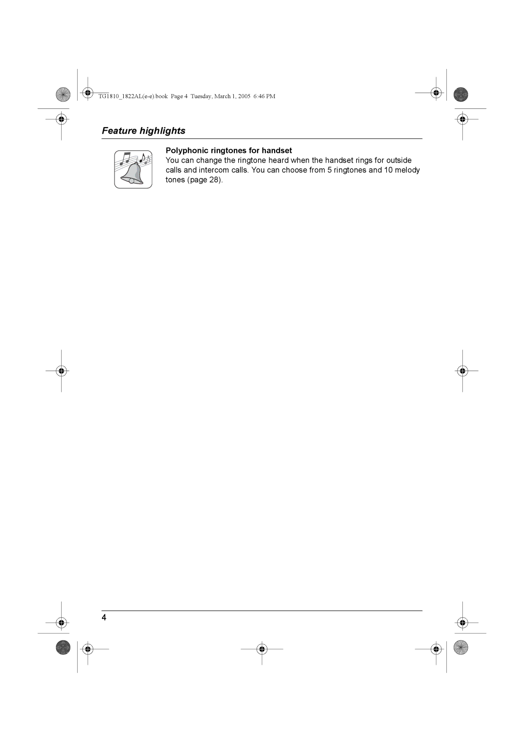 Panasonic KX-TG1810AL, KX-TG1822AL operating instructions Polyphonic ringtones for handset 