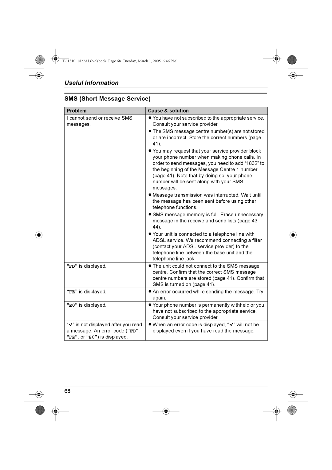 Panasonic KX-TG1810AL, KX-TG1822AL operating instructions SMS Short Message Service 