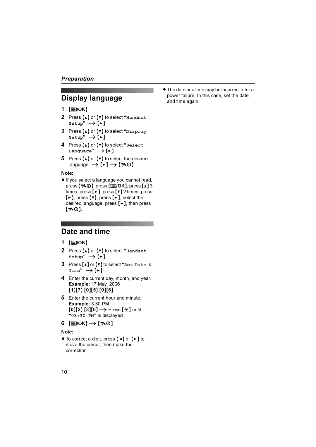 Panasonic KX-TG1831NZ operating instructions Display language, Date and time 