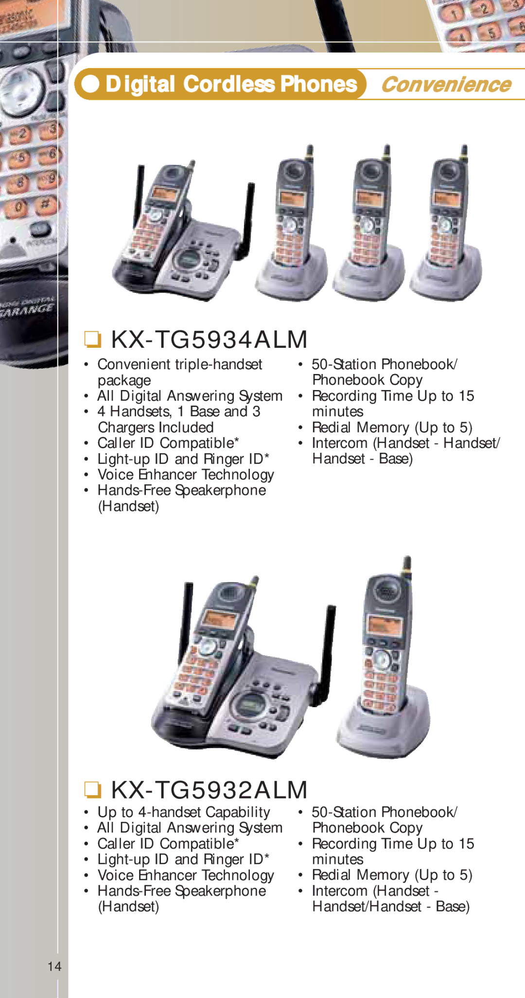 Panasonic KX-TG1840, TG1843ALS manual KX-TG5934ALM, KX-TG5932ALM 