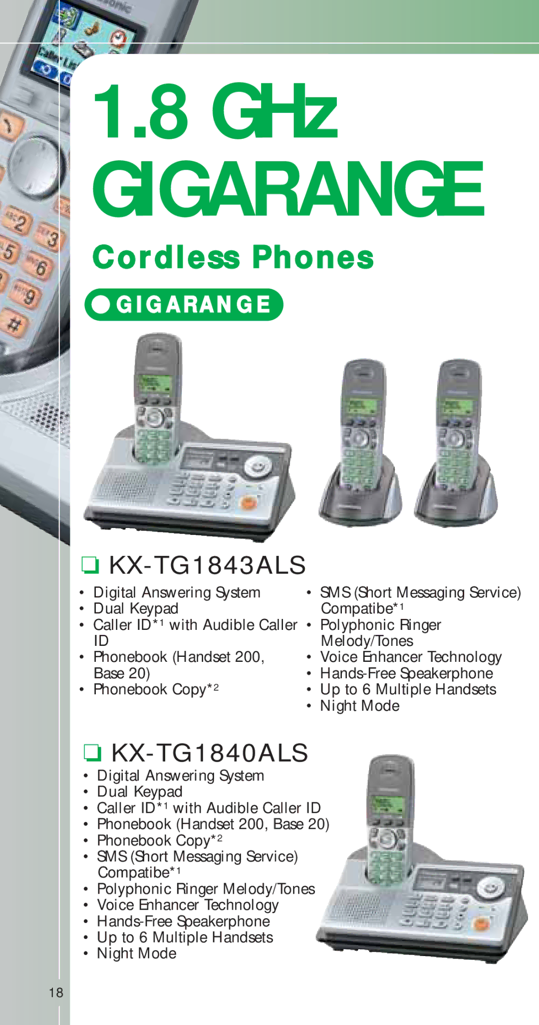 Panasonic manual KX-TG1843ALS, KX-TG1840ALS 