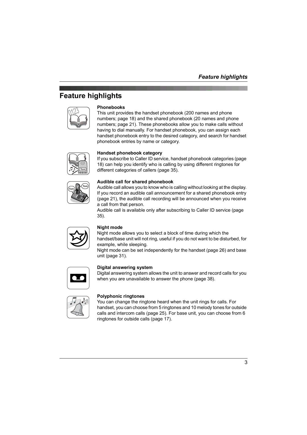 Panasonic KX-TG1840NZ operating instructions Feature highlights 