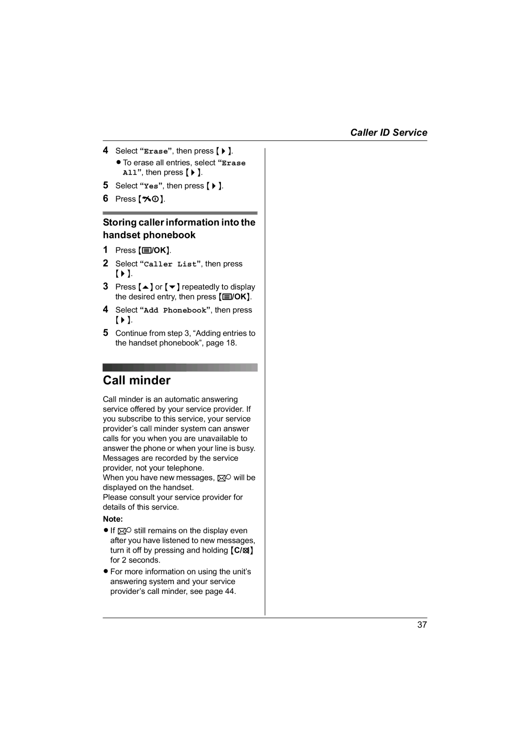 Panasonic KX-TG1840NZ operating instructions Call minder, Storing caller information into the handset phonebook 