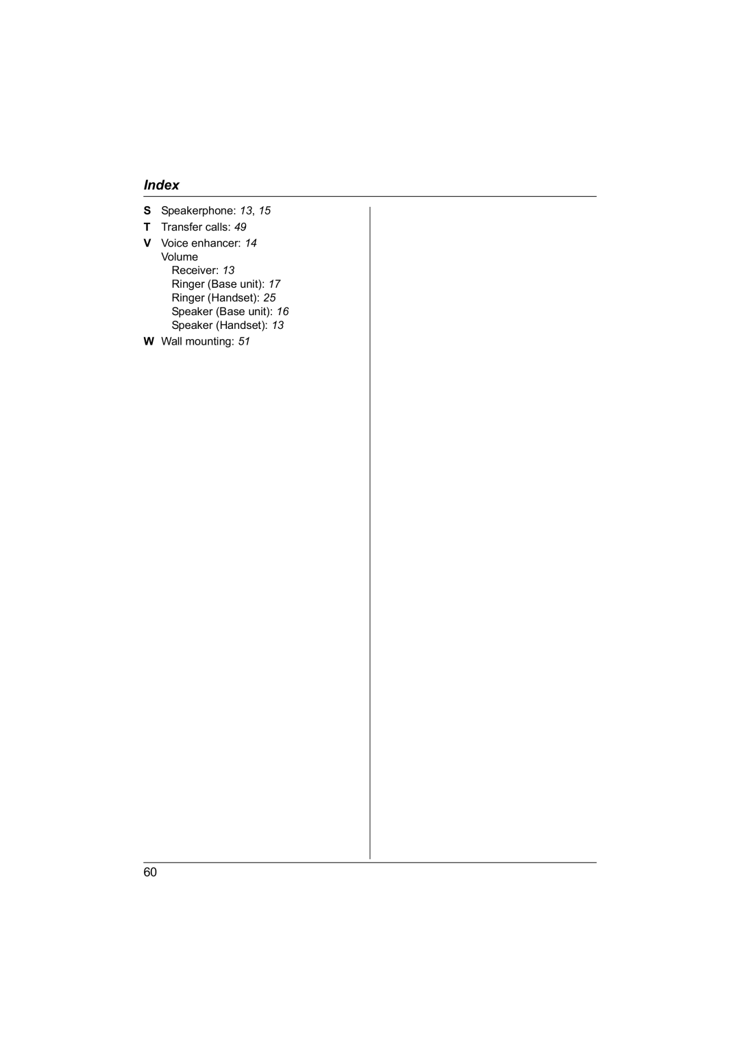 Panasonic KX-TG1840NZ operating instructions Index 