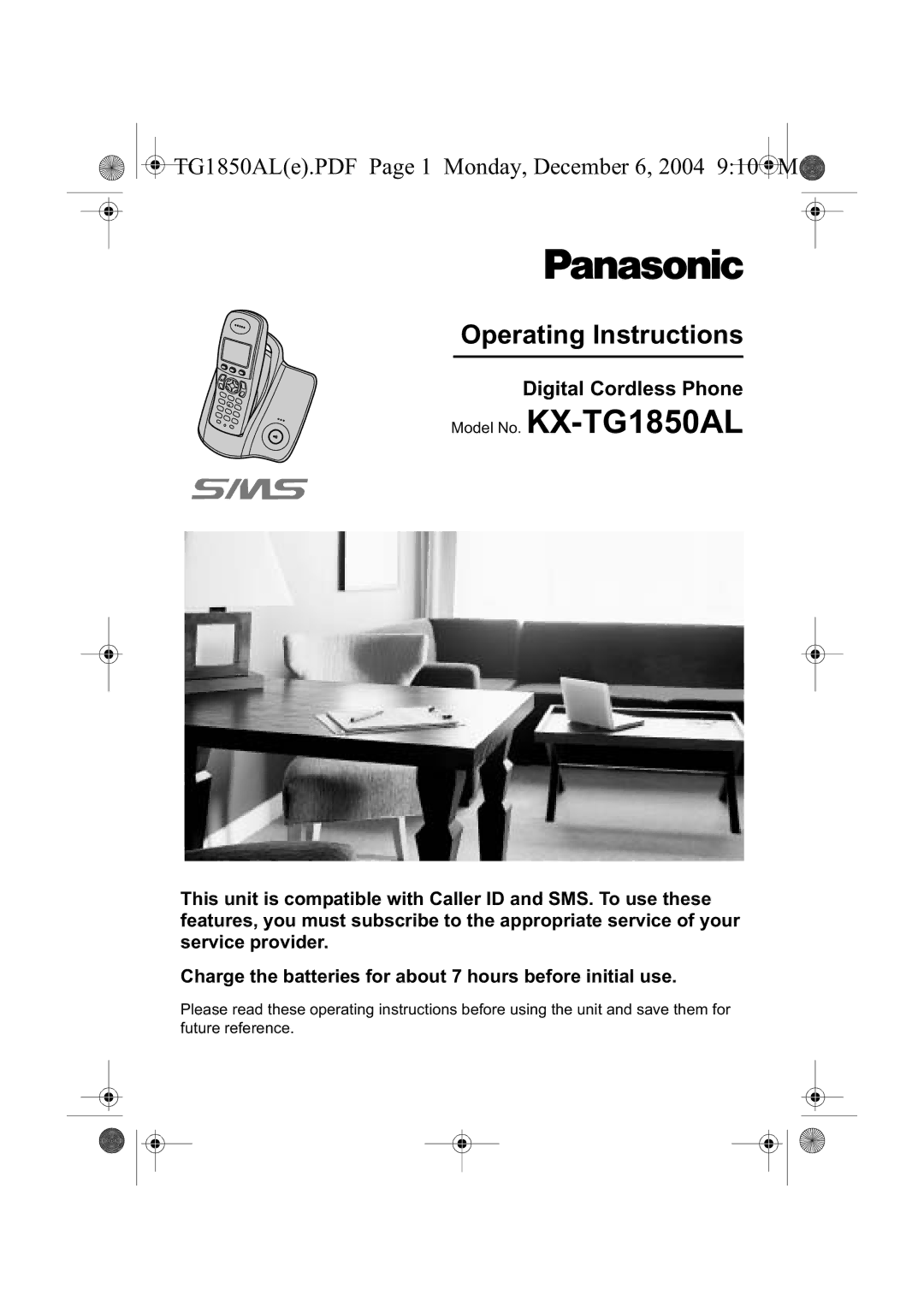 Panasonic KX-TG1850ALT operating instructions Model No. KX-TG1850AL 