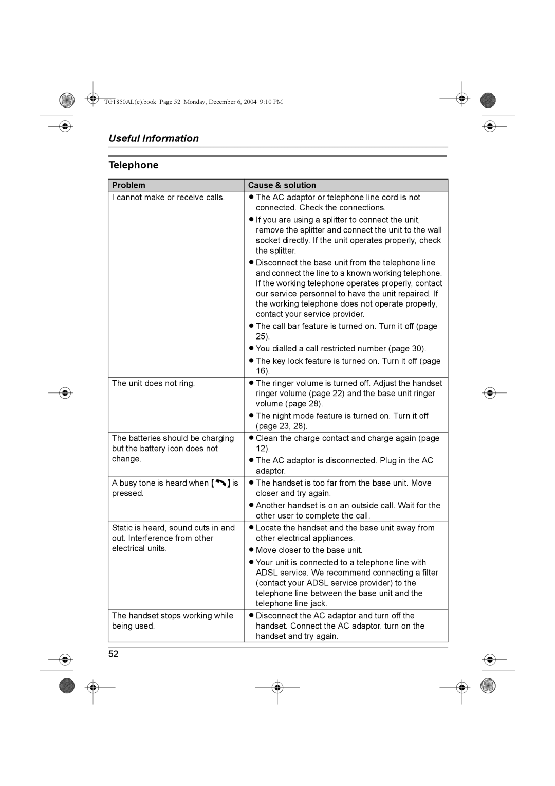 Panasonic KX-TG1850ALT operating instructions Telephone 