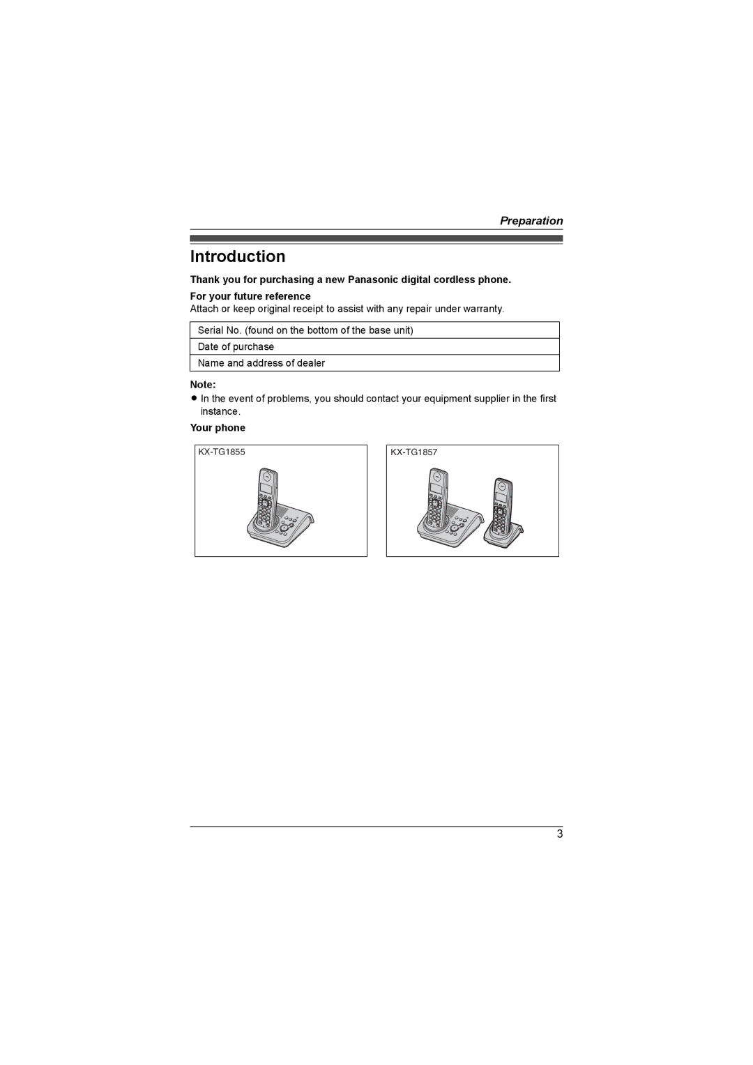 Panasonic KX-TG1855AL, KX-TG1857AL operating instructions Introduction, Your phone 