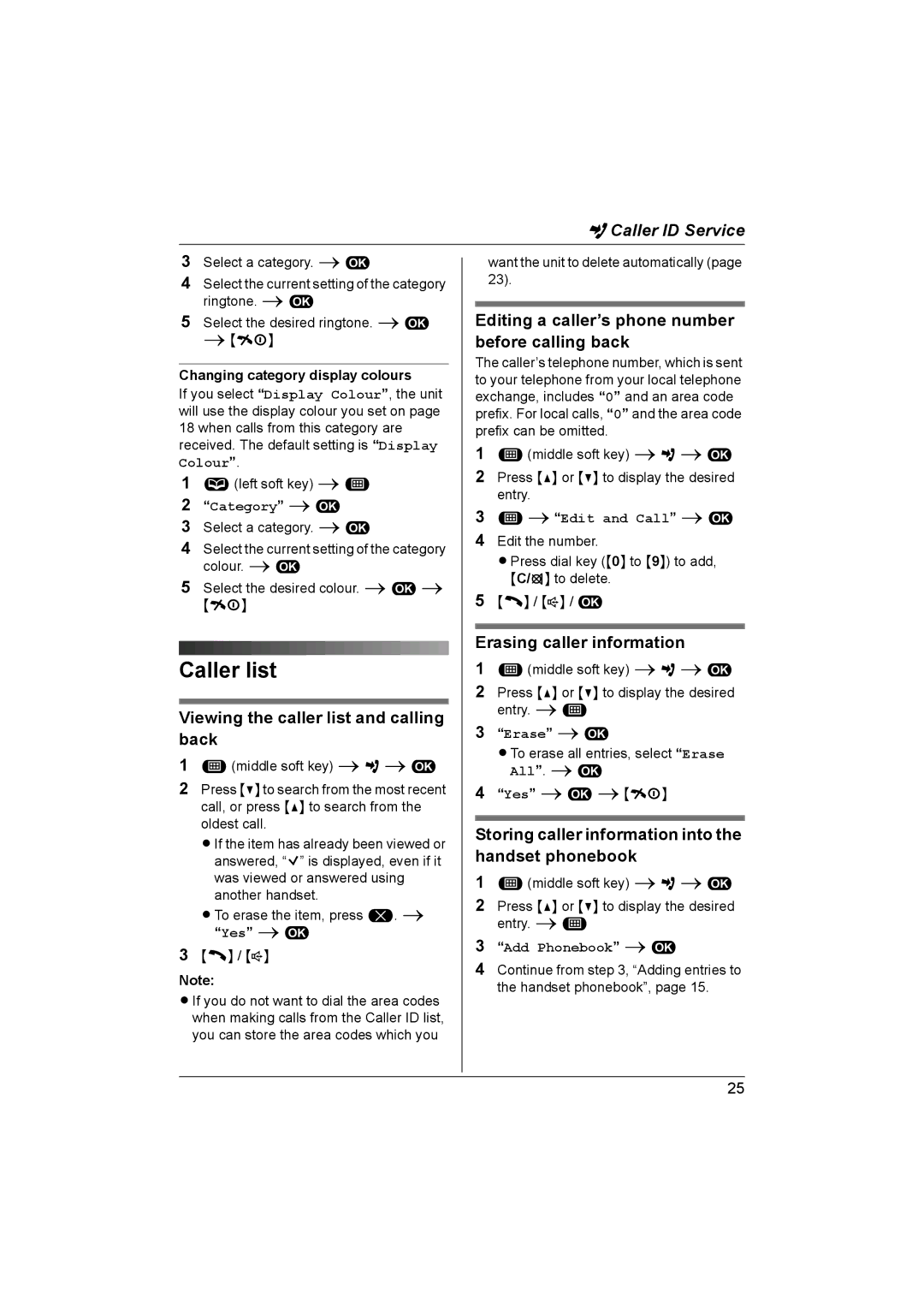 Panasonic KX-TG1861NZ Caller list, Viewing the caller list and calling back, Erasing caller information 