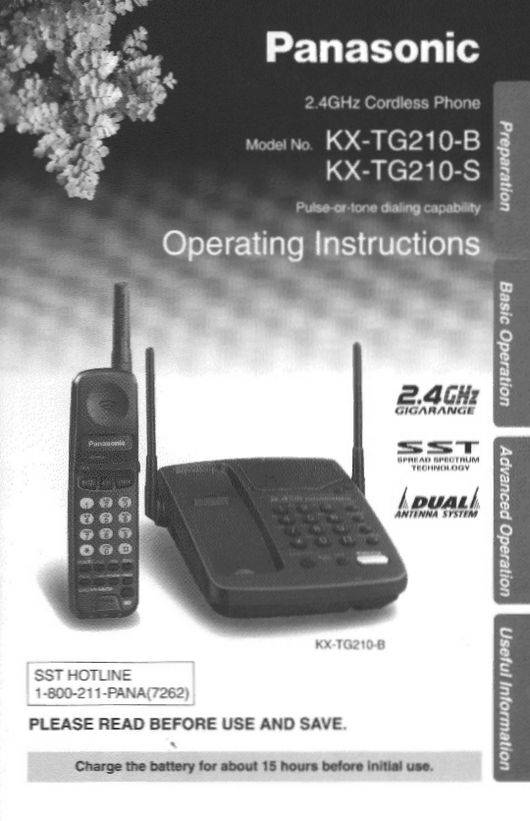 Panasonic KX-TG210-B, KX-TG210-S manual 