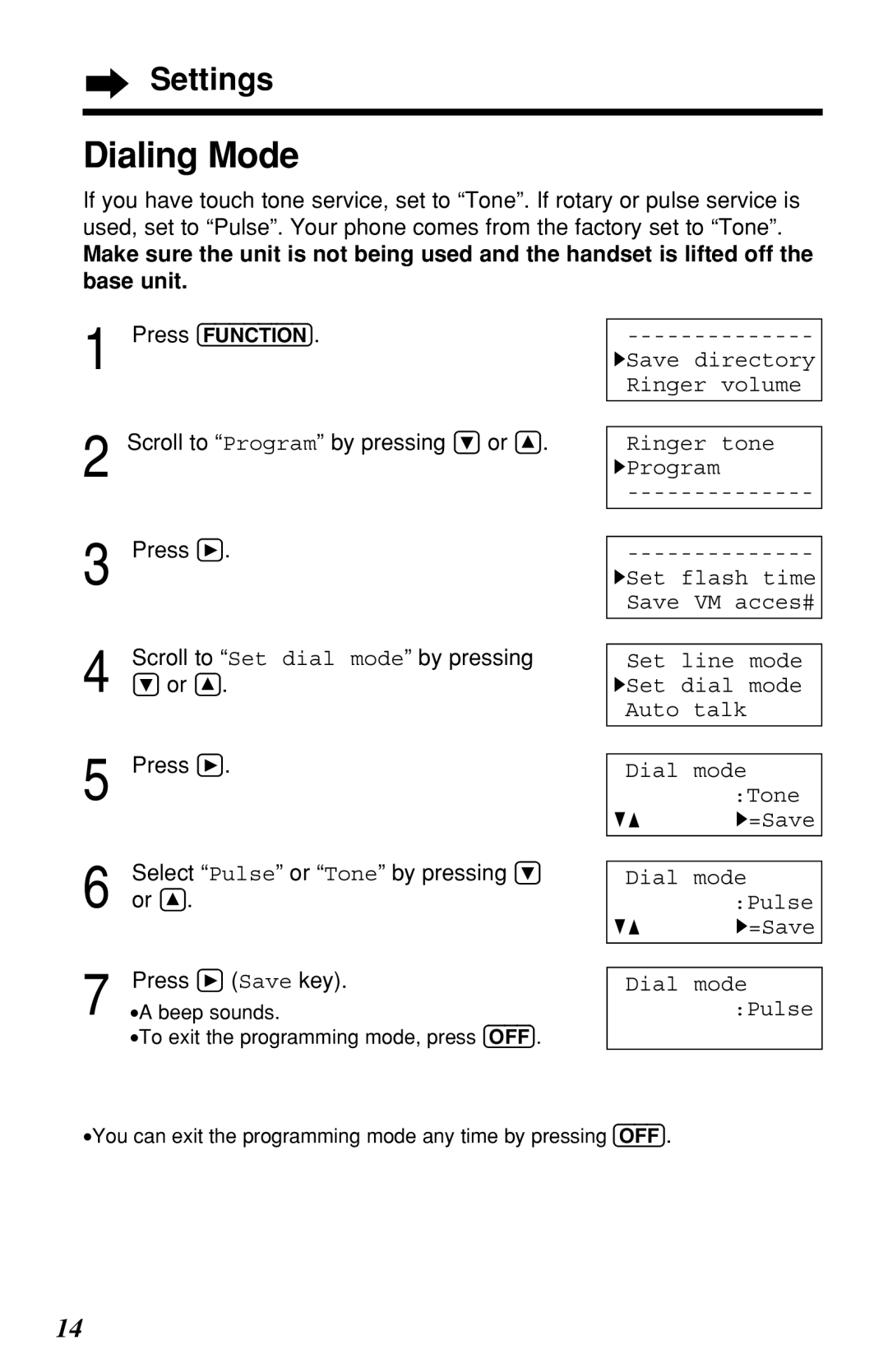 Panasonic KX-TG2219B operating instructions Dialing Mode, GF H=Save 