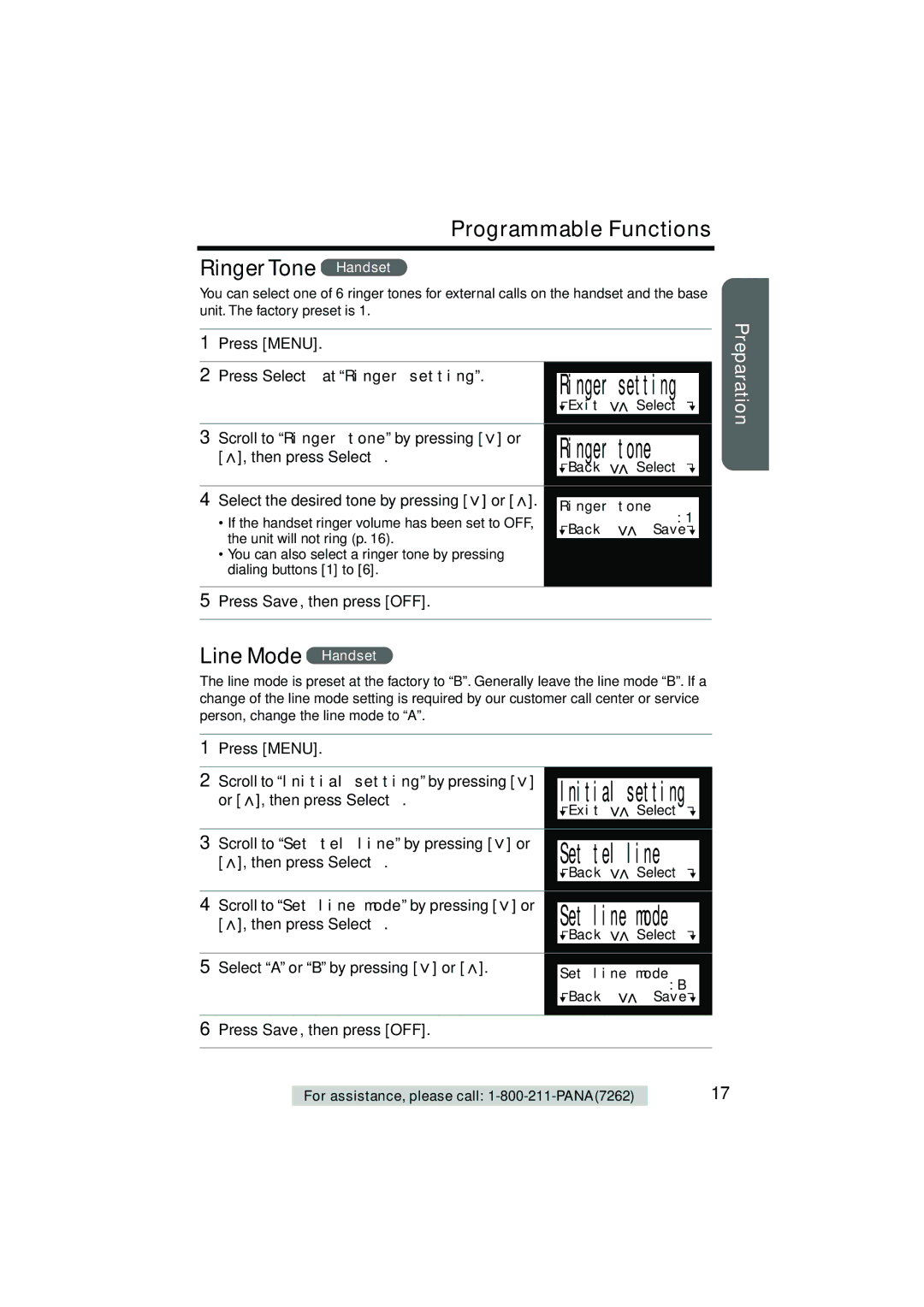 Panasonic KX-TG2235B operating instructions Programmable Functions Ringer Tone Handset, Line Mode Handset 