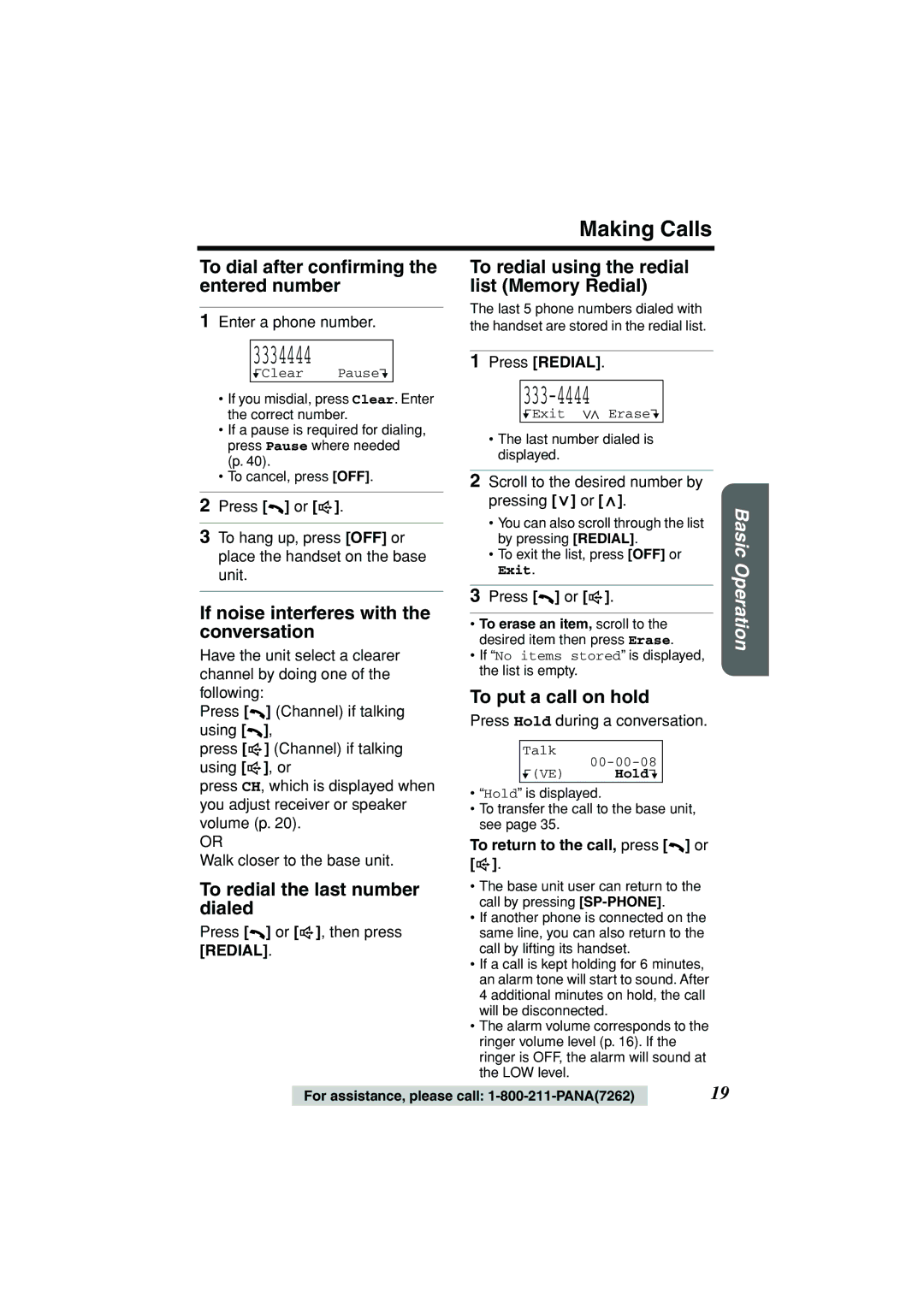 Panasonic KX-TG2235B operating instructions Making Calls 