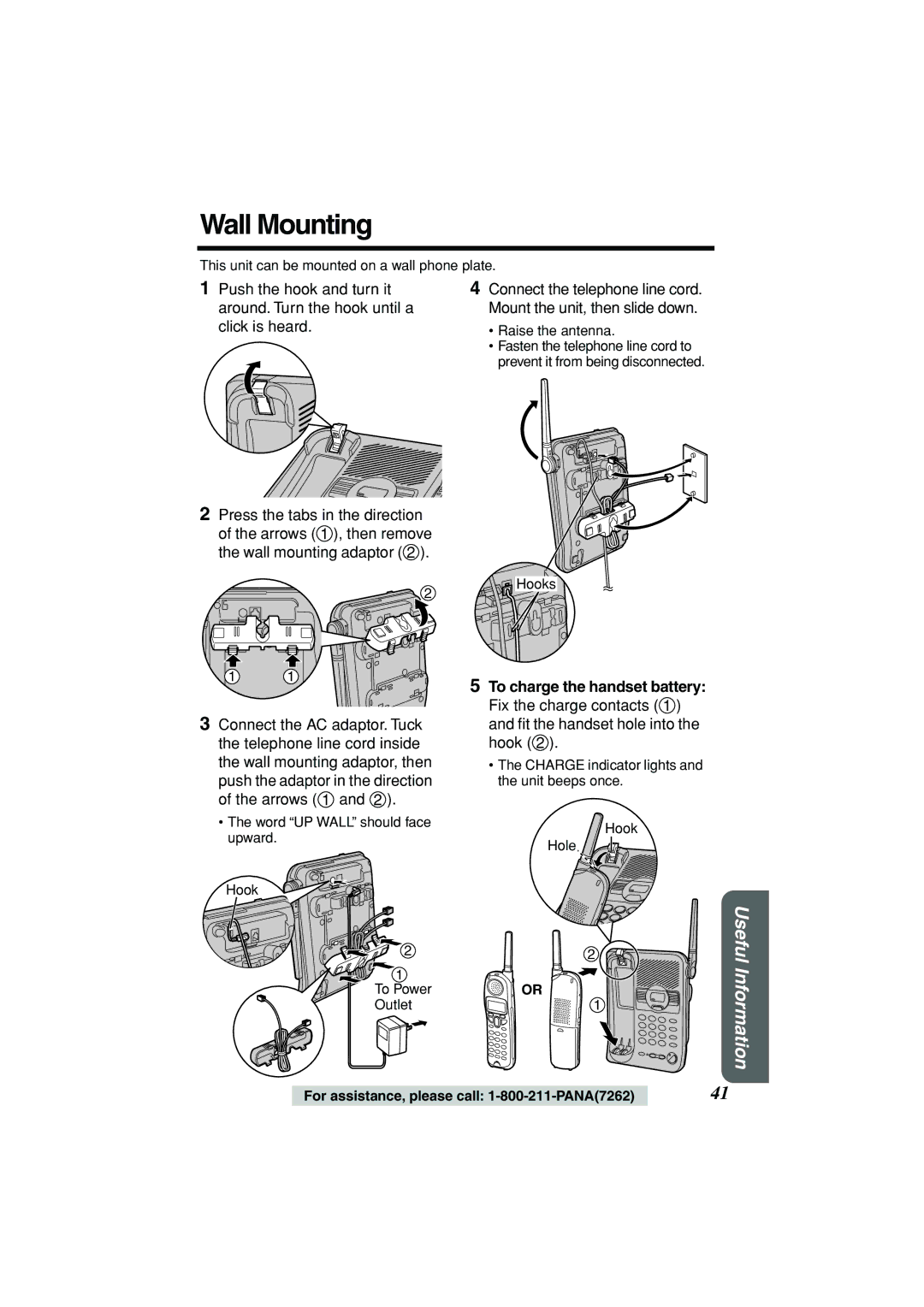 Panasonic KX-TG2235B operating instructions Wall Mounting 