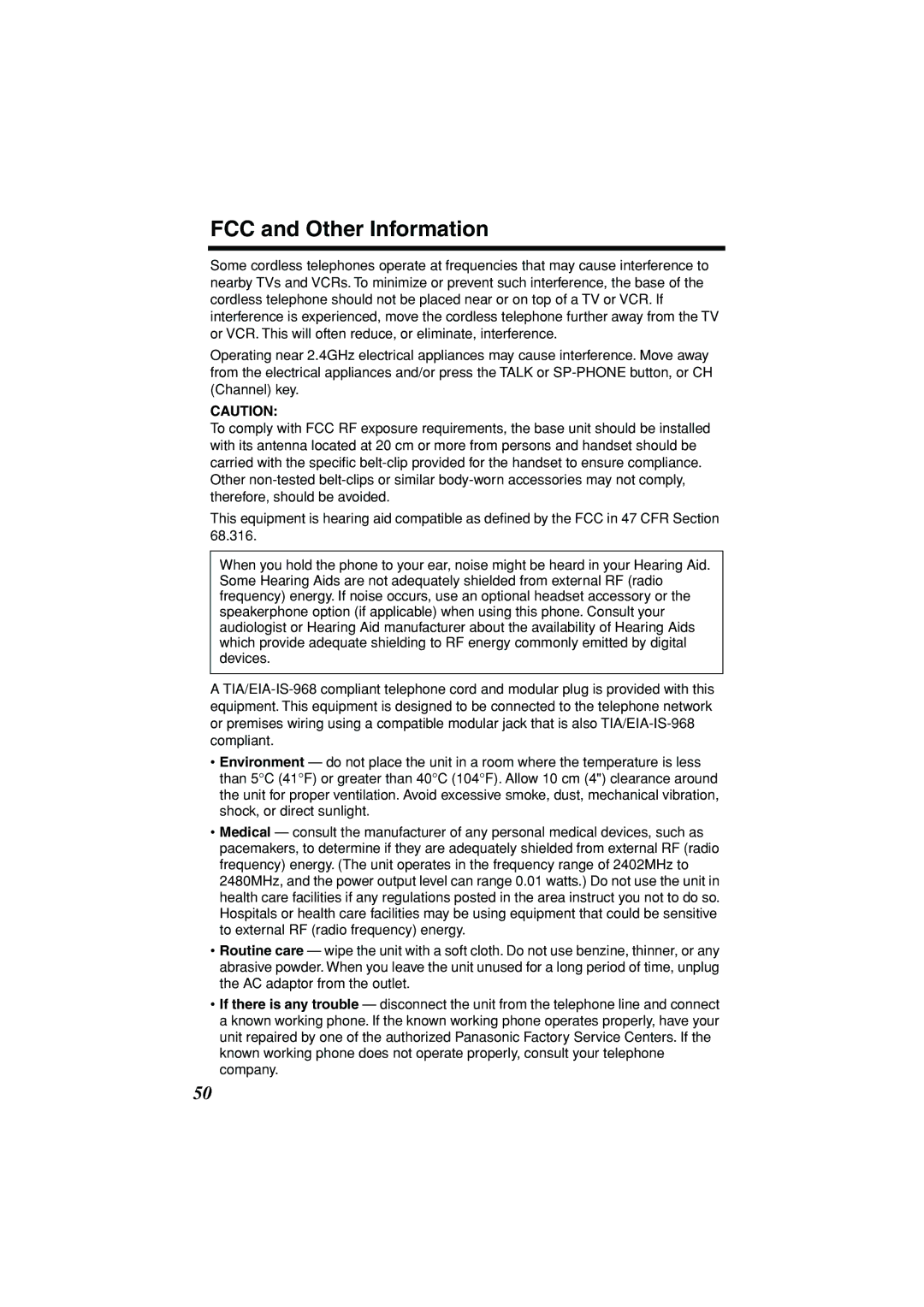 Panasonic KX-TG2235B operating instructions FCC and Other Information 