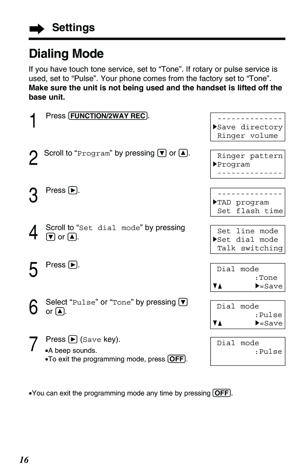 Panasonic KX-TG2257PW, KX-TG2257S operating instructions Dialing Mode, GF H=Save 