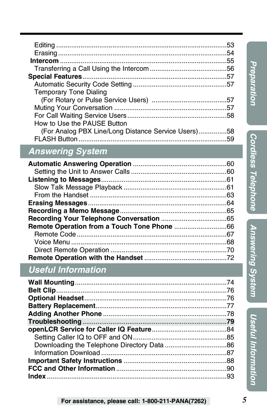 Panasonic KX-TG2257PW, KX-TG2257S operating instructions Answering System, Transferring a Call Using the Intercom 