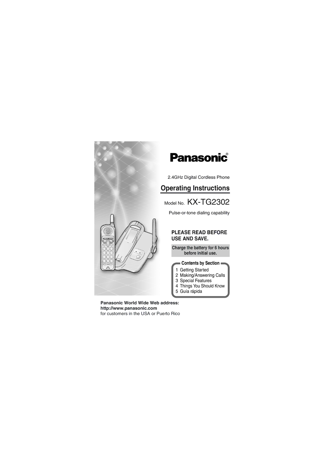 Panasonic KX-TG2302 operating instructions Operating Instructions 