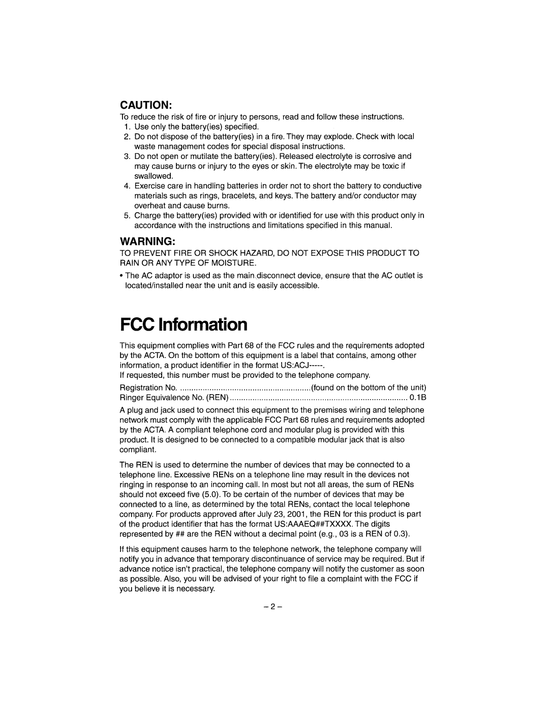 Panasonic KX-TG2302 operating instructions 