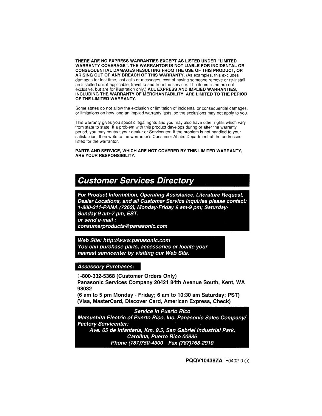 Panasonic KX-TG2302 operating instructions 