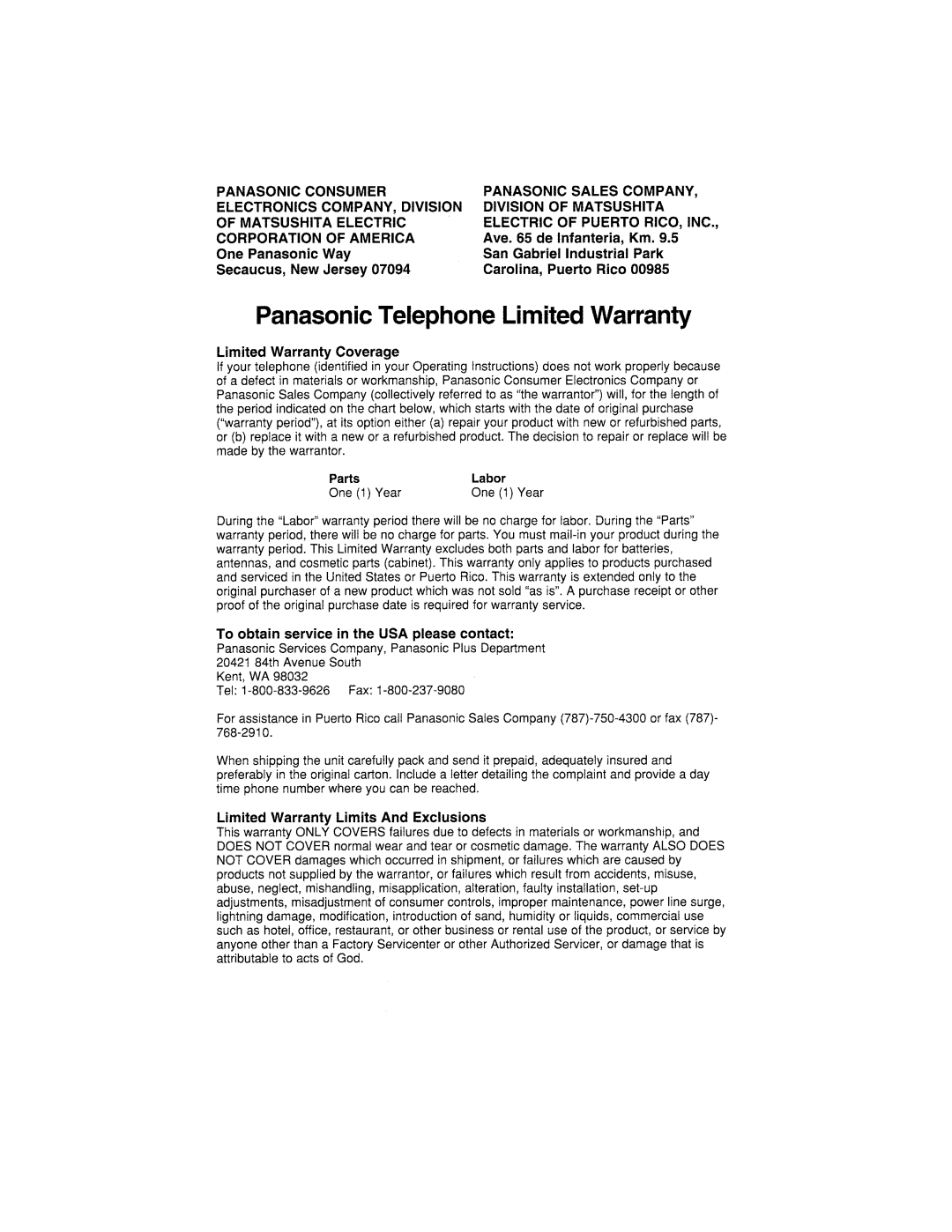 Panasonic KX-TG2302 operating instructions 