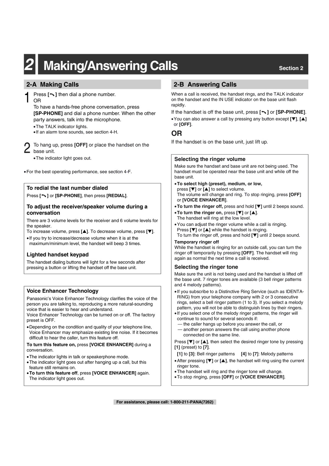 Panasonic KX-TG2302 operating instructions Making/Answering Calls, Making Calls 