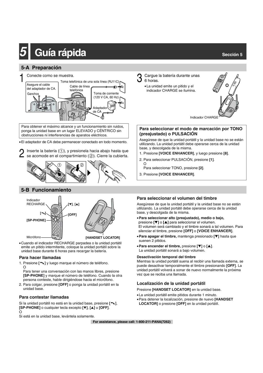 Panasonic KX-TG2302 operating instructions Guía rápida, Preparación, Funcionamiento 