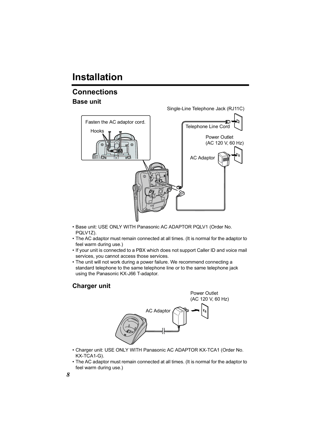 Panasonic KX-TG2314 manual Installation, Connections 