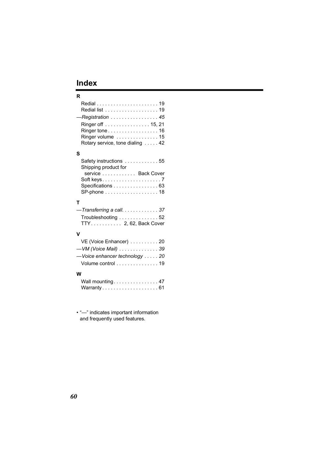 Panasonic KX-TG2314 manual Index, Registration 