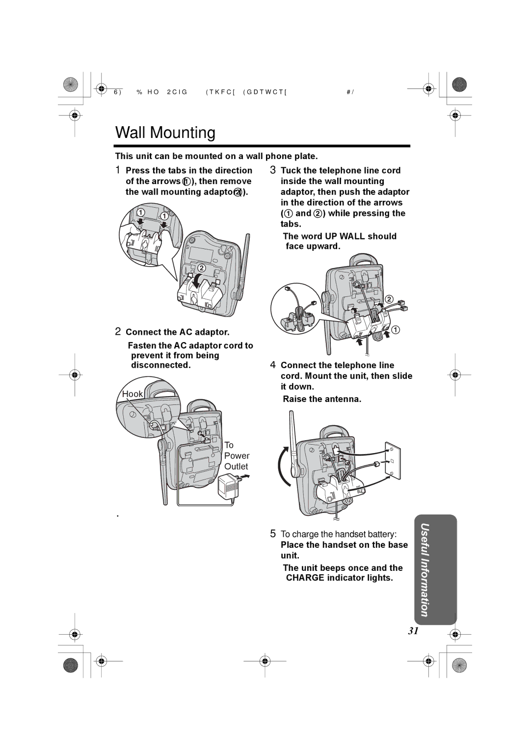 Panasonic kX-TG2323C operating instructions Wall Mounting 