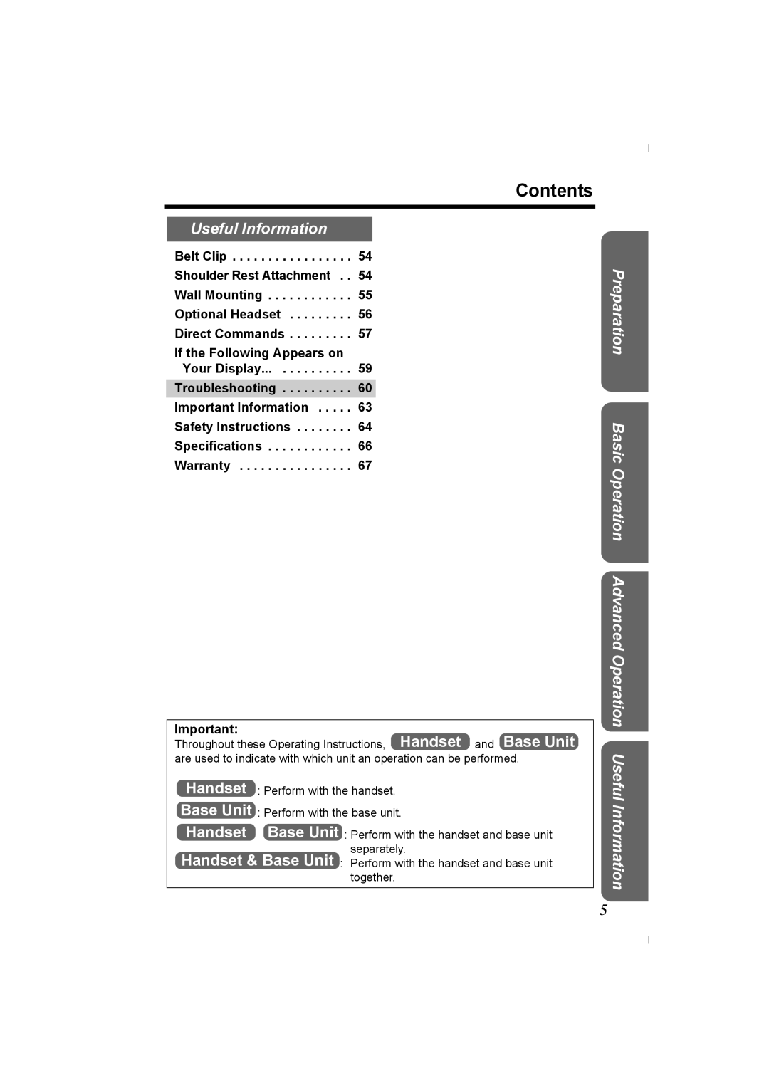 Panasonic KX-TG2336C operating instructions Contents 