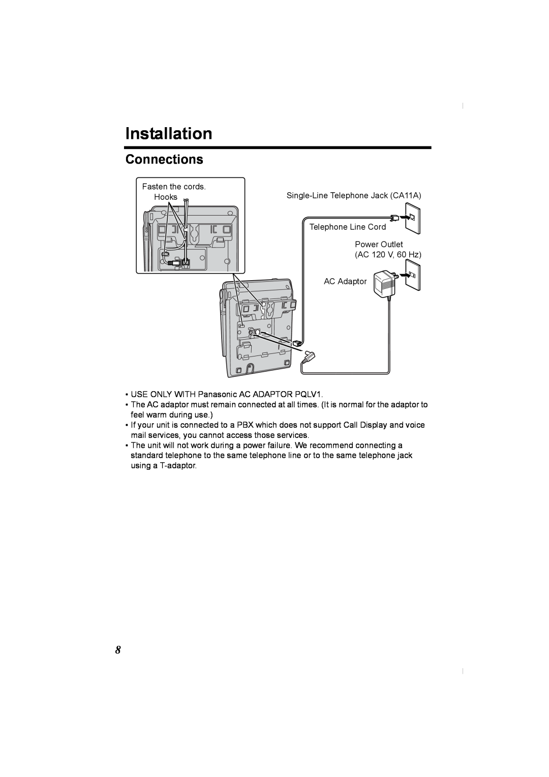 Panasonic KX-TG2336C operating instructions Installation, Connections 