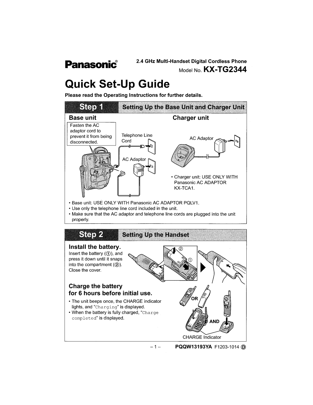 Panasonic KX-TG2344 manual 