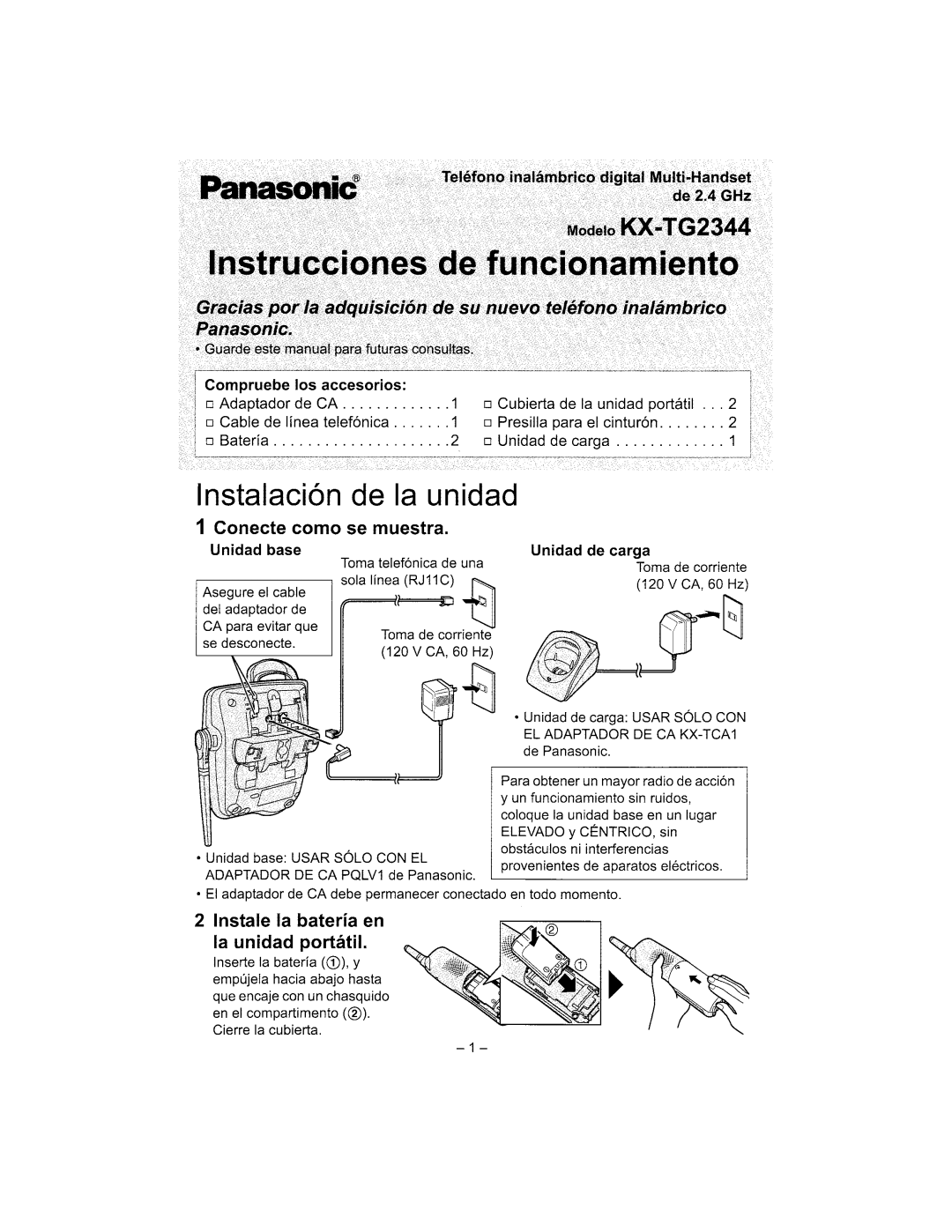 Panasonic KX-TG2344 manual 