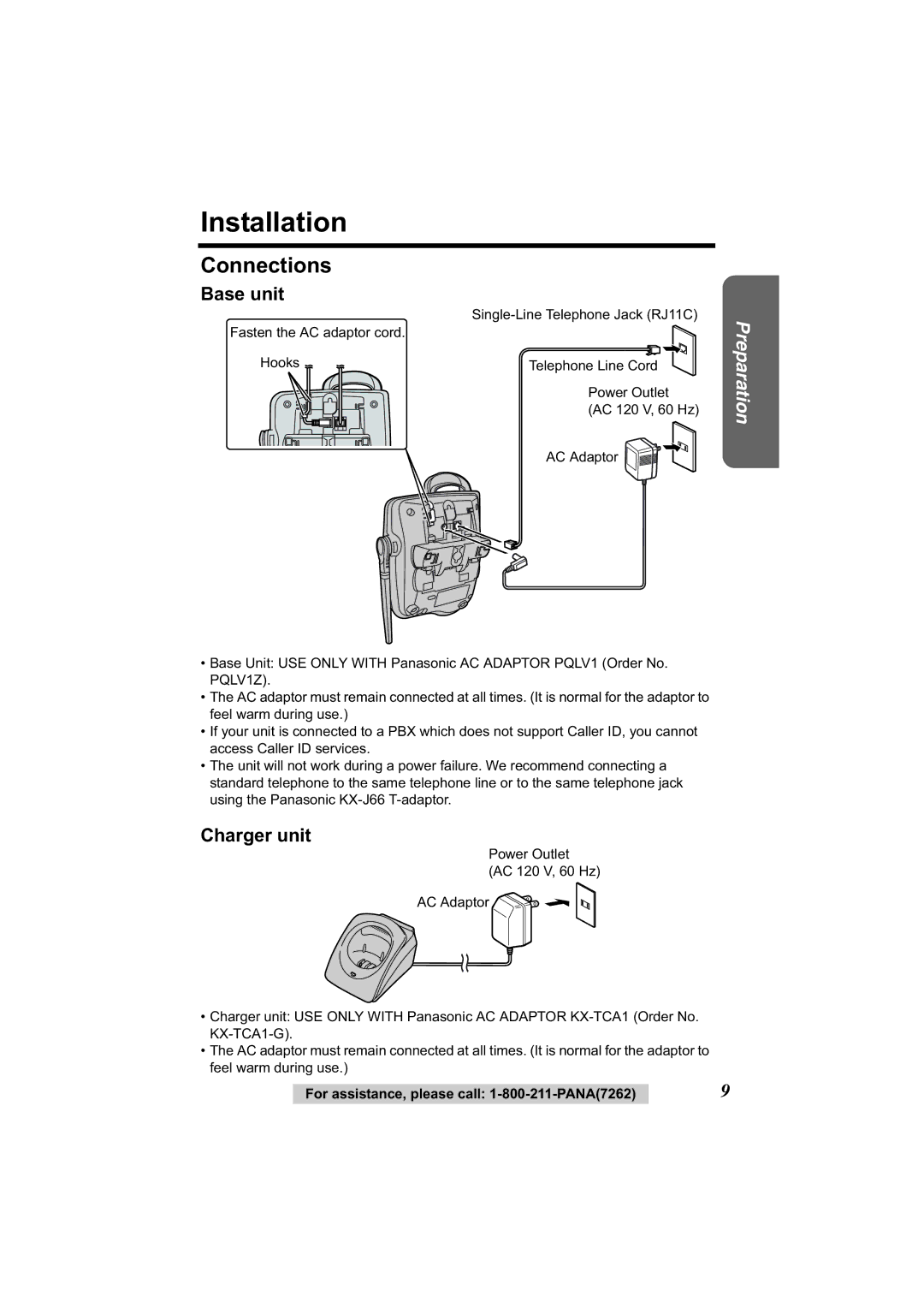 Panasonic KX-TG2344 manual Installation, Connections 