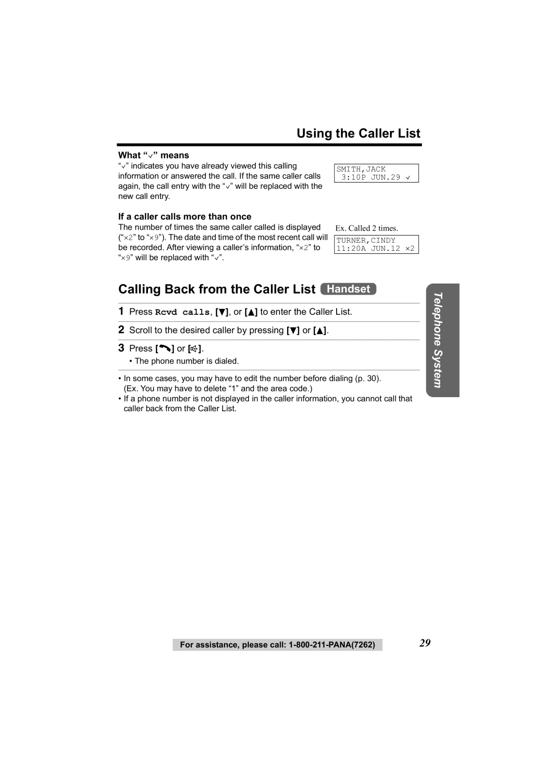 Panasonic KX-TG2344 manual Using the Caller List, Calling Back from the Caller List, What , means 