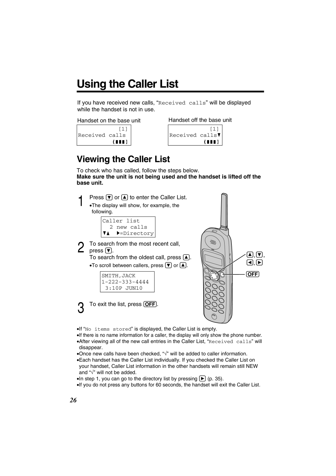 Panasonic KX-TG2352W, KX-TG2352PW operating instructions Using the Caller List, Viewing the Caller List 