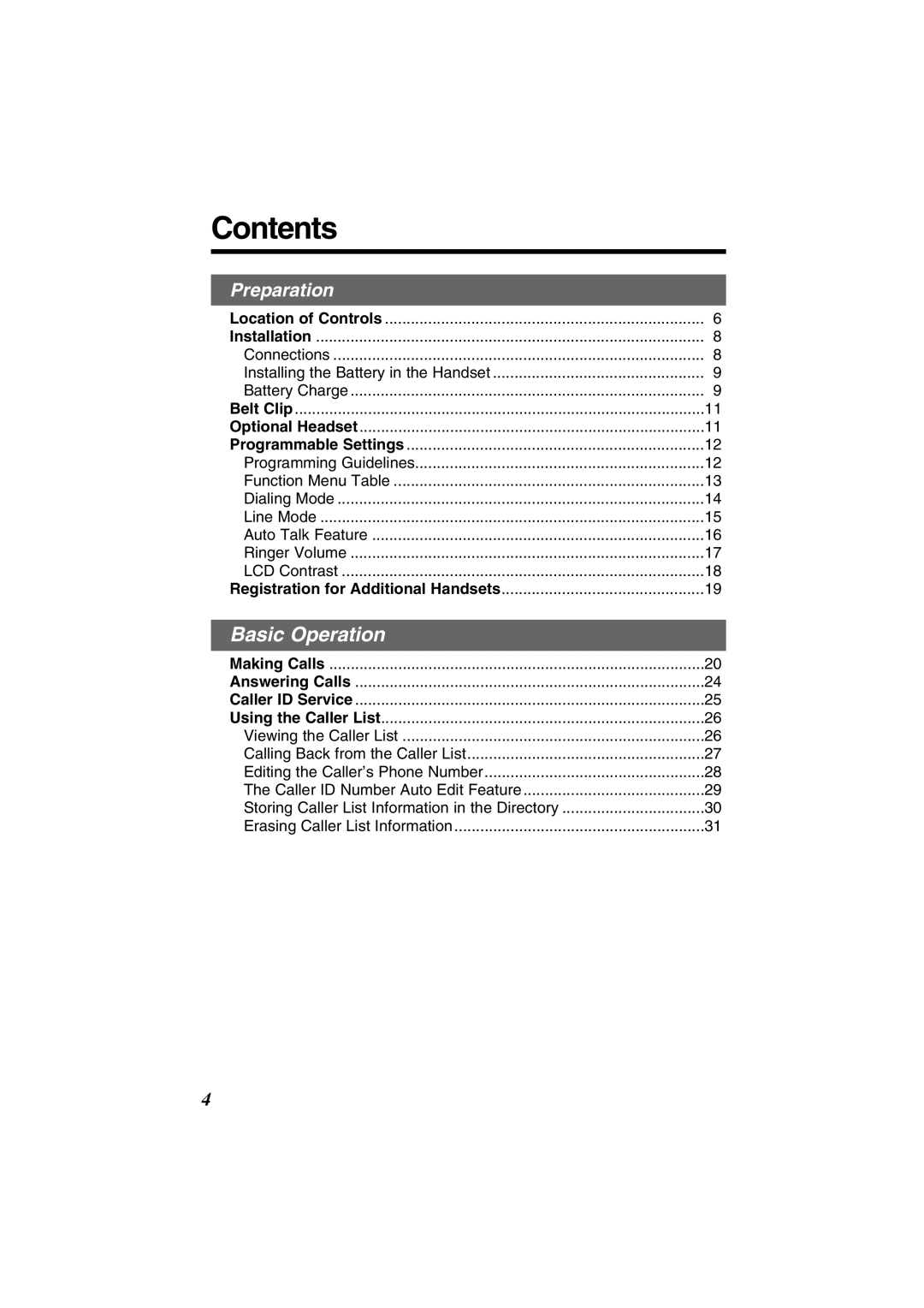 Panasonic KX-TG2352W, KX-TG2352PW operating instructions Contents 