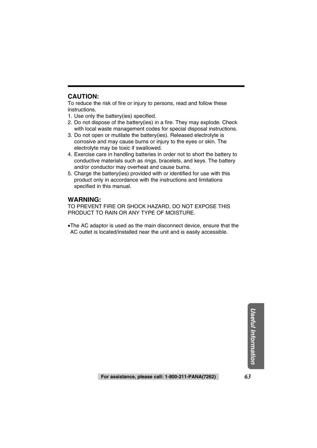 Panasonic KX-TG2352PW, KX-TG2352W operating instructions Useful Information 