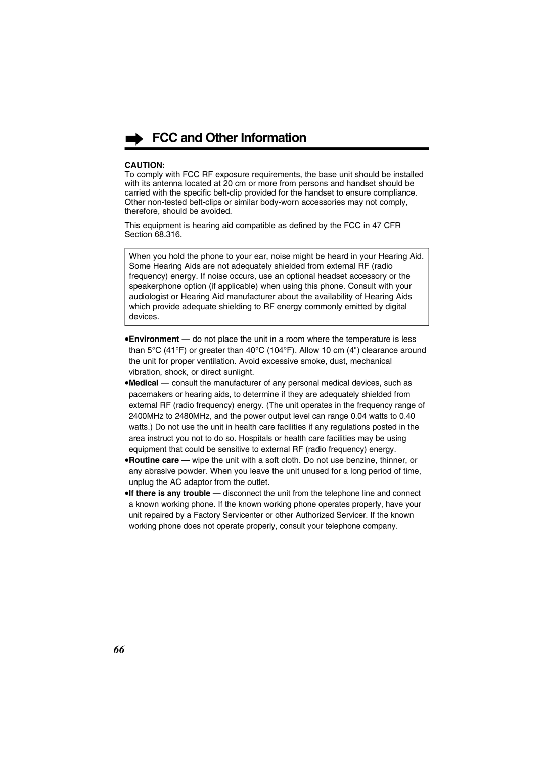 Panasonic KX-TG2352W, KX-TG2352PW operating instructions FCC and Other Information 