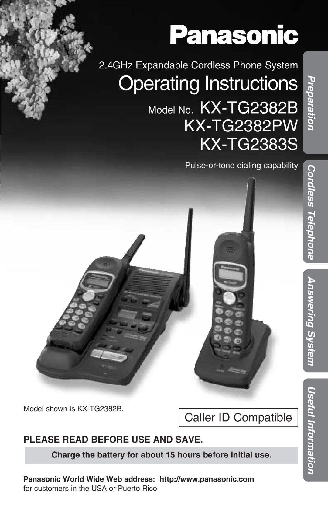 Panasonic KX-TG2382B operating instructions Operating Instructions 