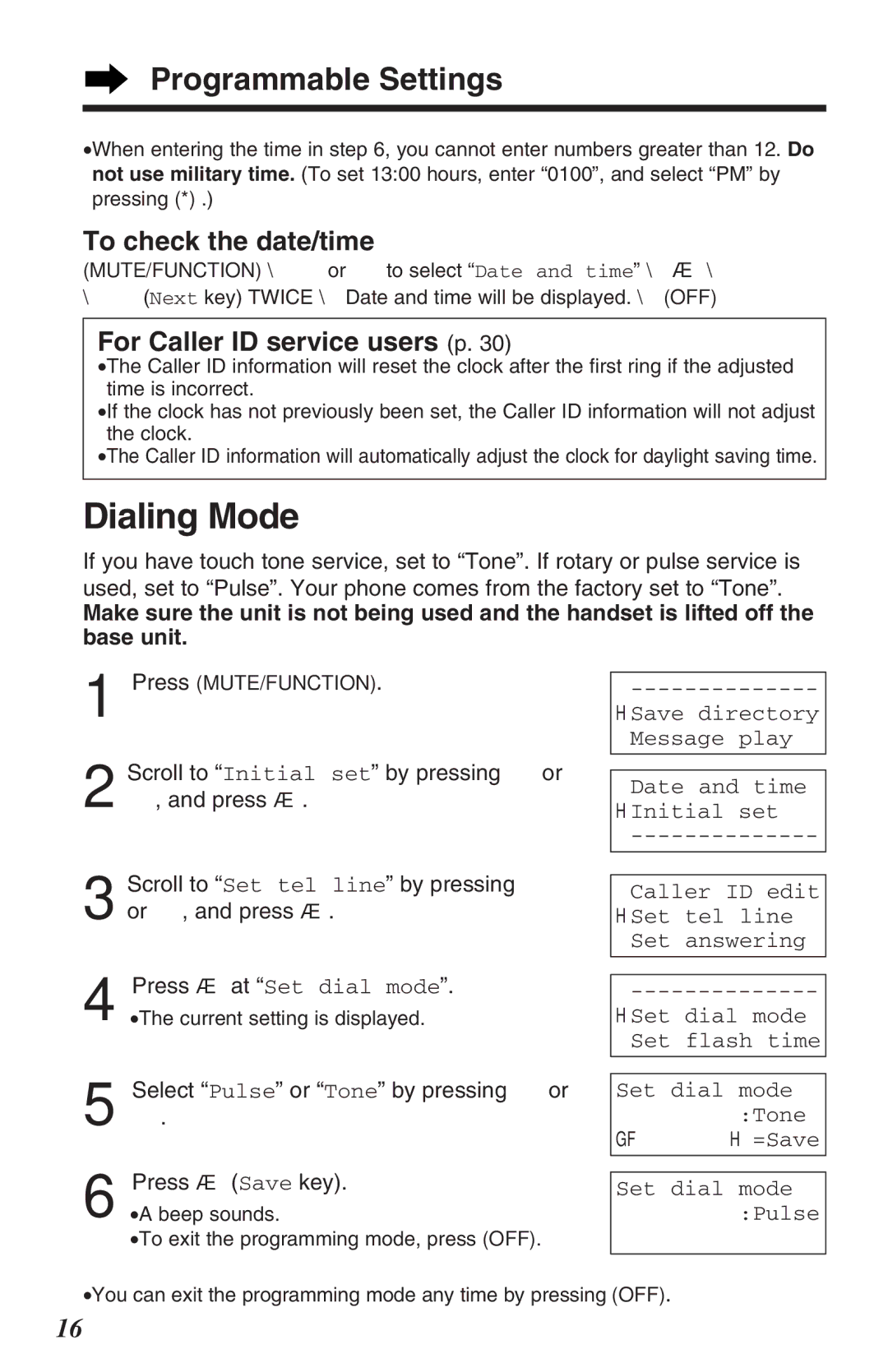 Panasonic KX-TG2382B operating instructions Dialing Mode, To check the date/time, For Caller ID service users p 